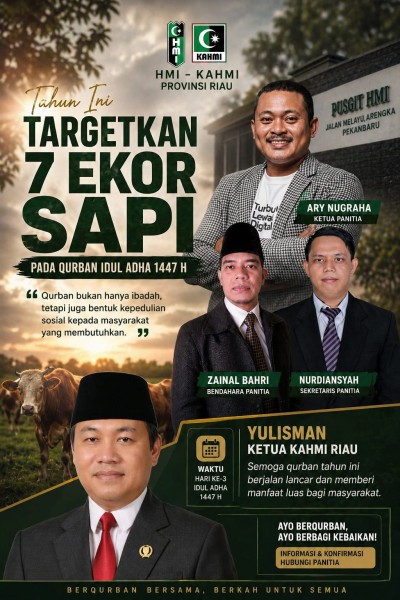 Tahun Ini HMI–KAHMI Riau Targetkan 7 Ekor Sapi pada Qurban Idul Adha 1447 H