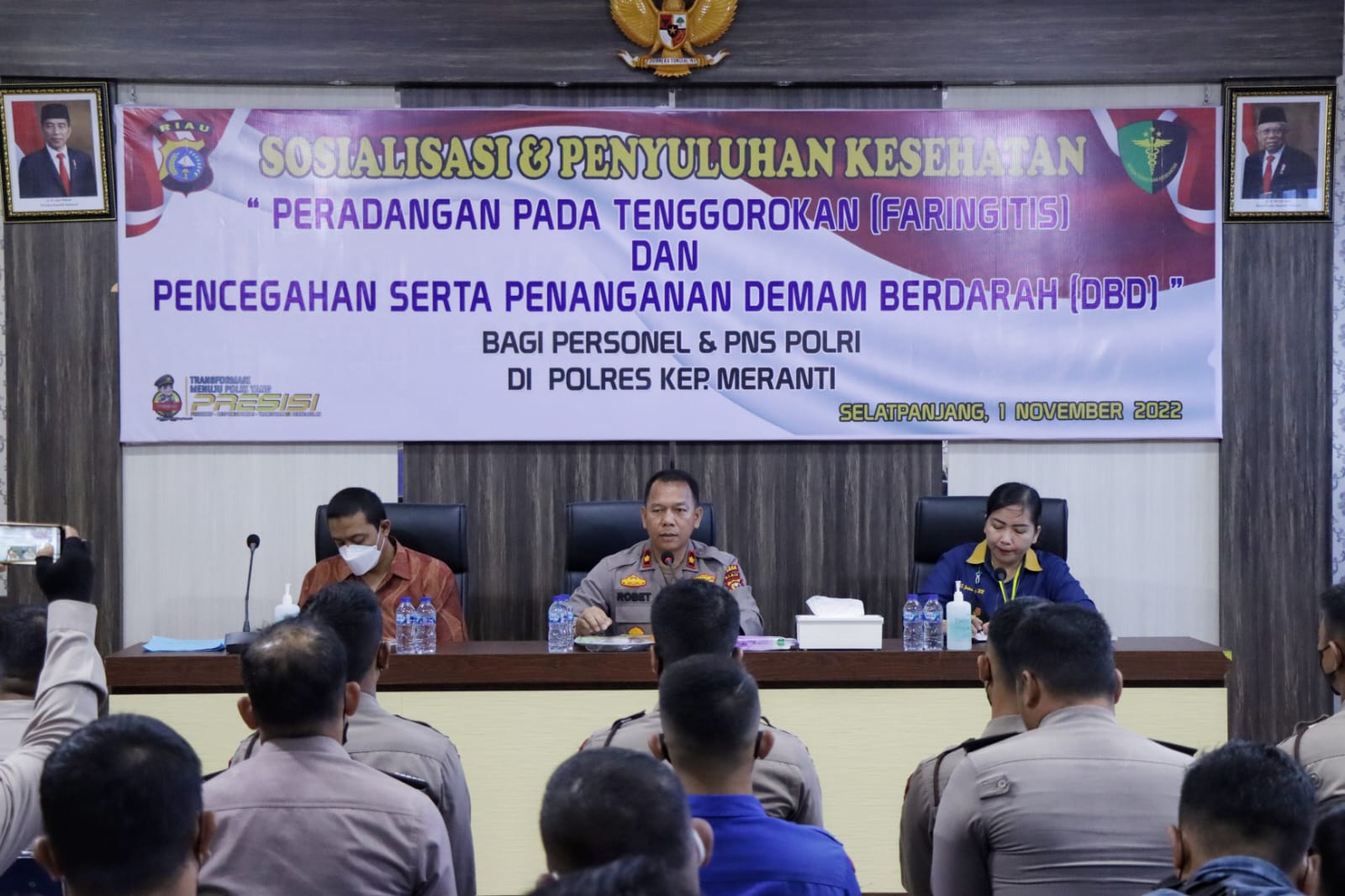Bid Dokkes Polda Riau Gelar Sosialisasi dan Penyuluhan Kesehatan bagi Personel Polres Meranti