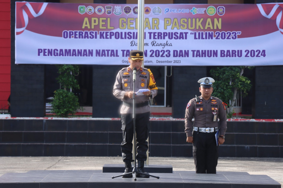 Jelang Nataru, Polres Kepulauan Meranti Laksanakan Apel Gelar Pasukan Operasi Lilin 2023