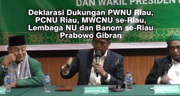Ketua PWNU Riau Kiyai Rusli Ahmad bersyukur secara nasional warga NU cendrung ke Prabowo Gibran.