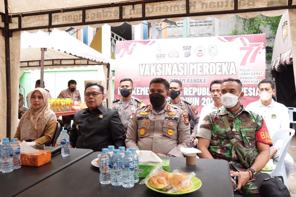 Kapolres Meranti dan Wabup Ikuti Video Conference Kapolda Riau Terkait Pelaksanaan Vaksinasi Merdeka