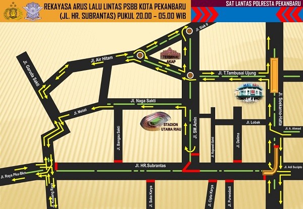 PSBB Pekanbaru,Polisi Tutup Jalan HR Soebrantas