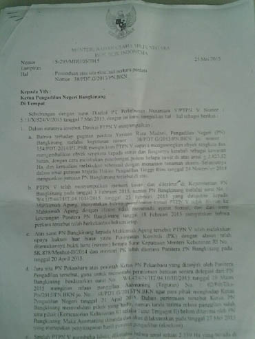Surati MA Soal Eksekusi PTPN 5, Menteri BUMN Dituding Intervensi Pengadilan