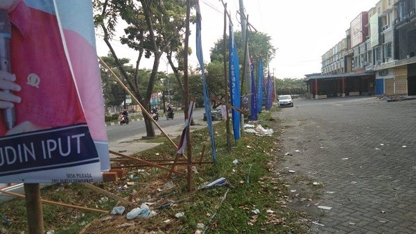 Atribut Pilkada 2020 Milik DPD Partai Demokrat Riau Dirusak