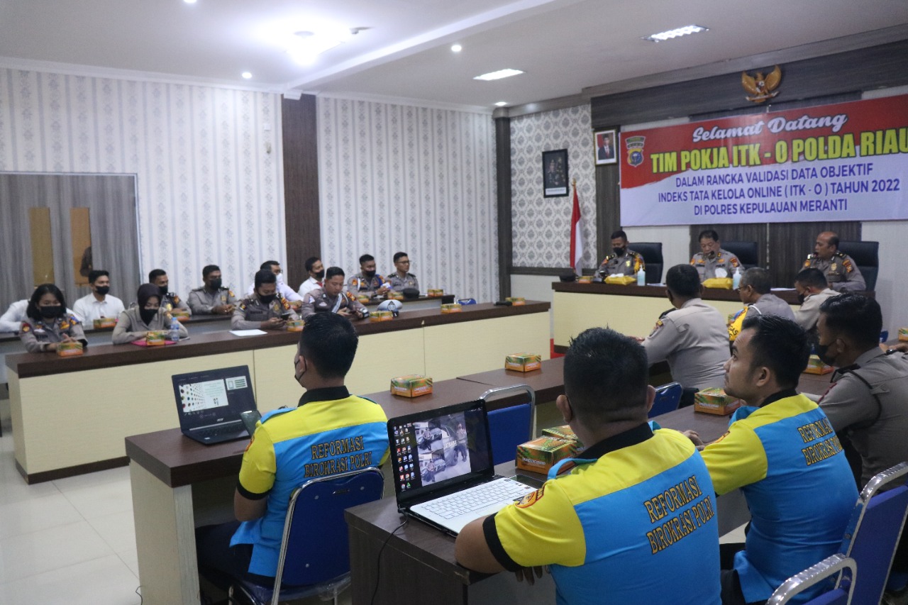 Tim Pokja ITK-O Polda Riau Laksanakan Kegiatan Validasi Data Objektif ITK-O Tahun 2022 di Polres Mer