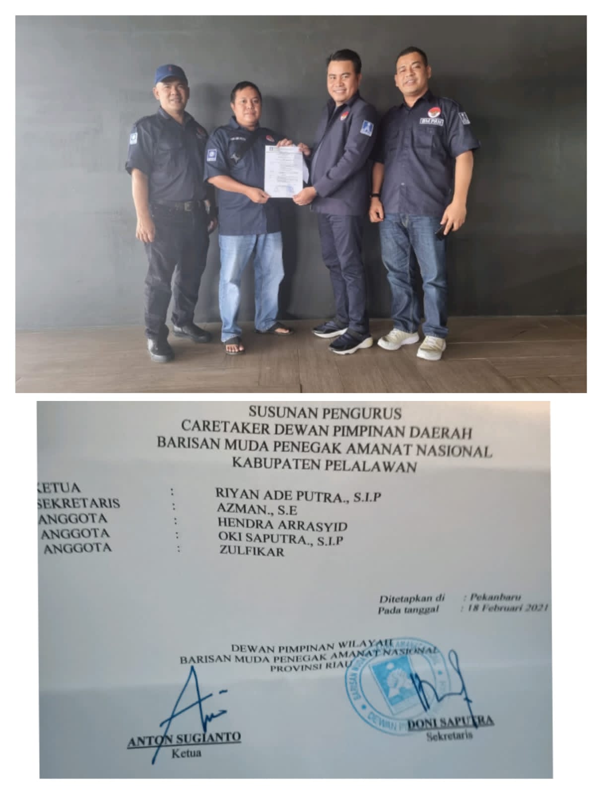 DPW BM PAN Riau Serahkan SK Karateker DPD BM PAN Pelalawan