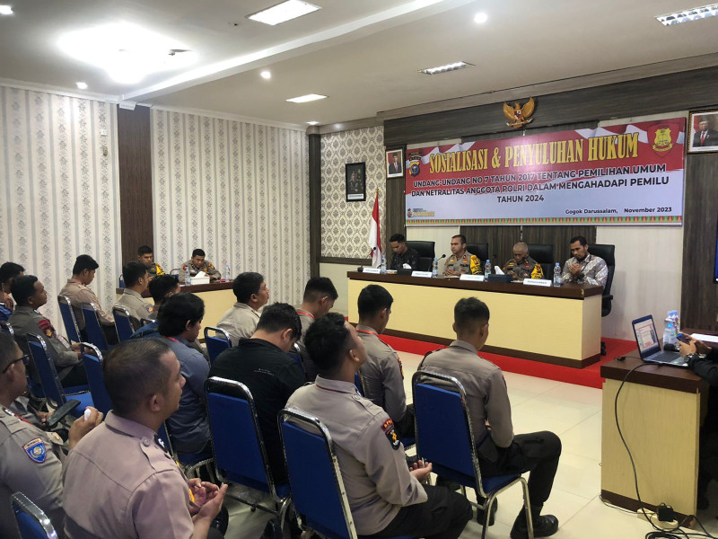 Personel Polres Kepulauan Meranti Ikuti Sosialisasi Netralitas Anggota Polri Pada Pemilu 2024