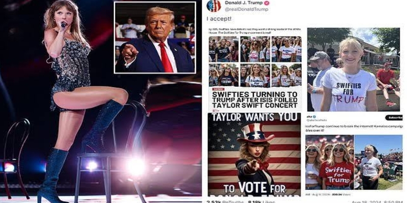 Trump Ketahuan Unggah Foto Dukungan Taylor Swift Palsu