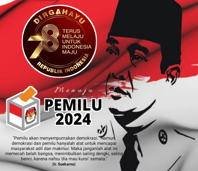 HUT RI, Pesan Bung Karno dan Pemilu 2024*  Oleh : Agusyanto Bakar