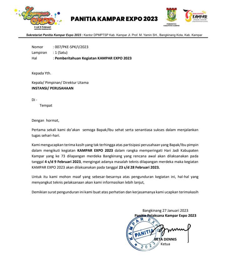 EO bermasalah tunda kegiatan Job Fair Kampar 2023