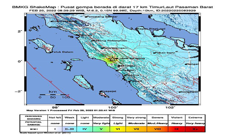 Terasa di Pekanbaru, Gempa Guncang Pasaman 2 Kali, Kekuatan 5,2 dan 6,2 SR