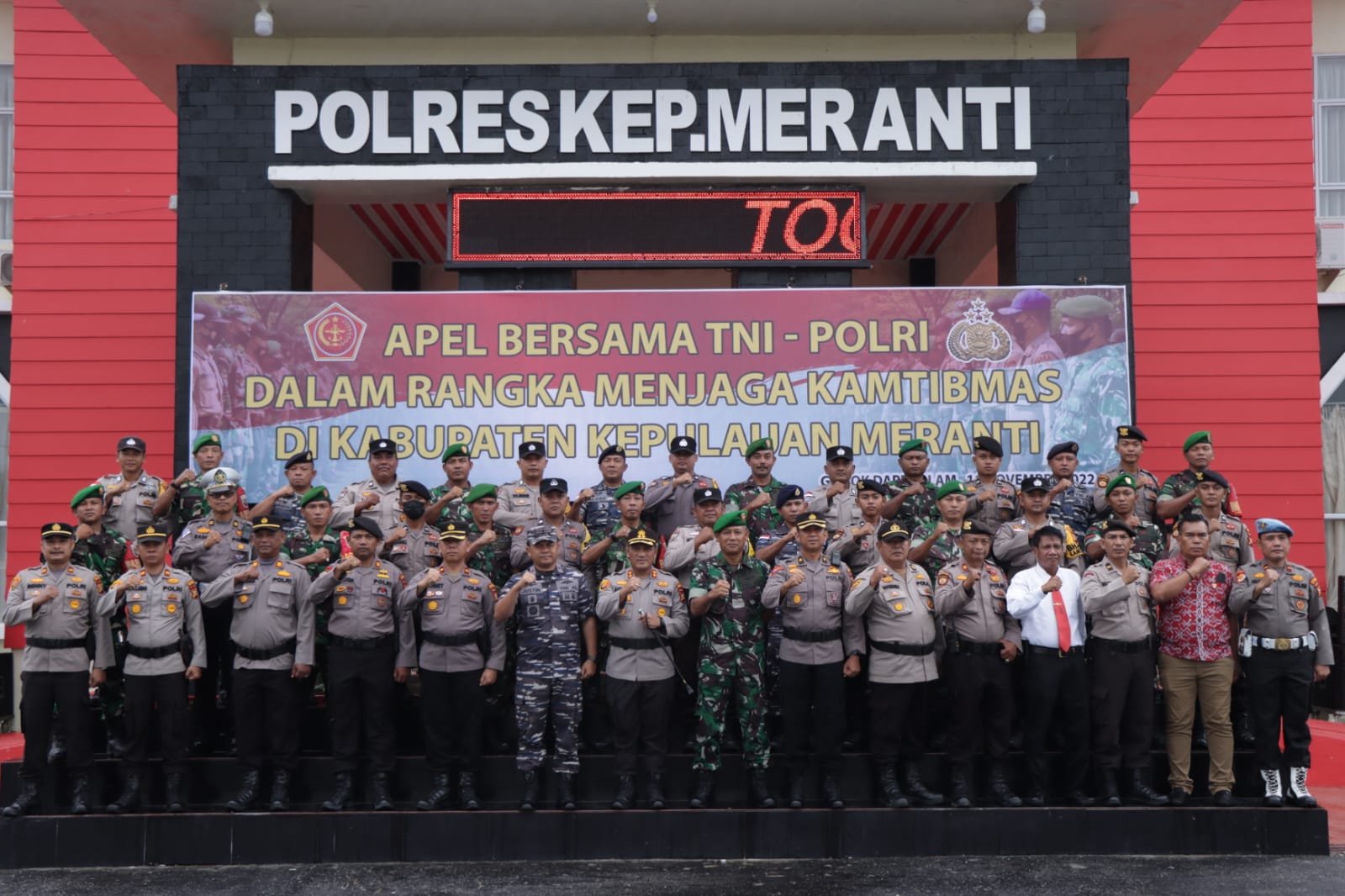 Polres Meranti dan TNI Gelar Apel Sinergitas Kamtibmas.