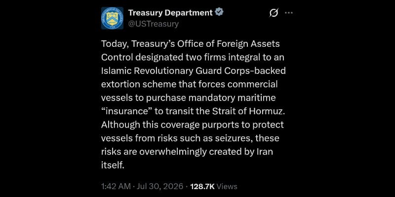 AS Jatuhkan Sanksi Baru ke Jaringan IRGC di Selat Hormuz