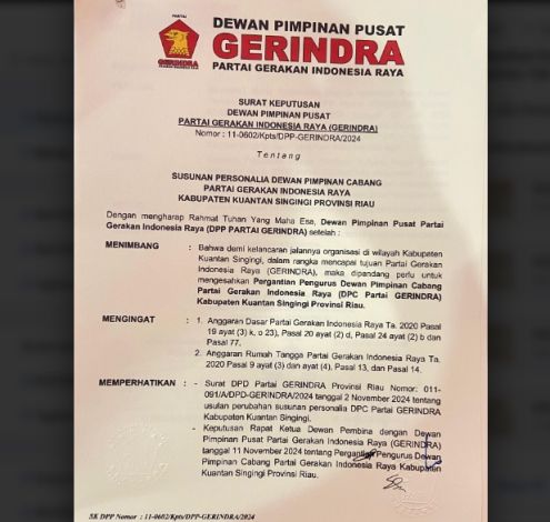 Dipecat dari Kepengurusan Gerindra Kuansing, Suhardiman Amby Melawan?