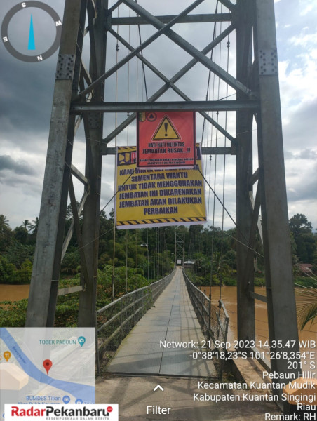 Kondisi Jembatan Gantung dikuantan Mudik Sudah Sangat Membahayakan, Butuh Perhatian Cepat Dari Pemerintah
