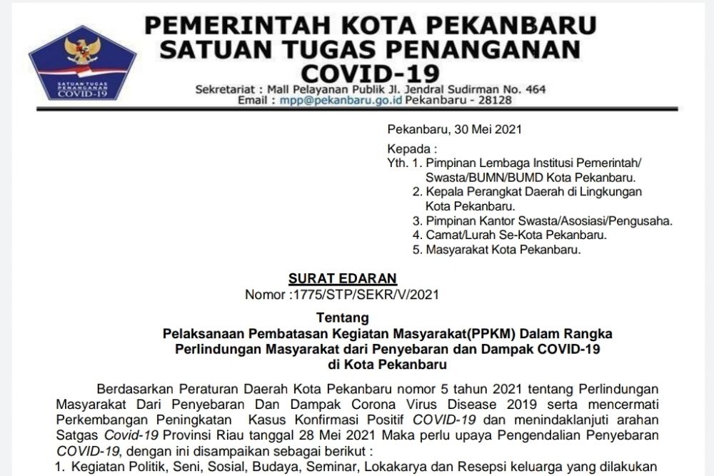 Pemkot Pekanbaru Terbitkan Surat Edaran, Diskotik dan Tempat Karaoke Ditutup