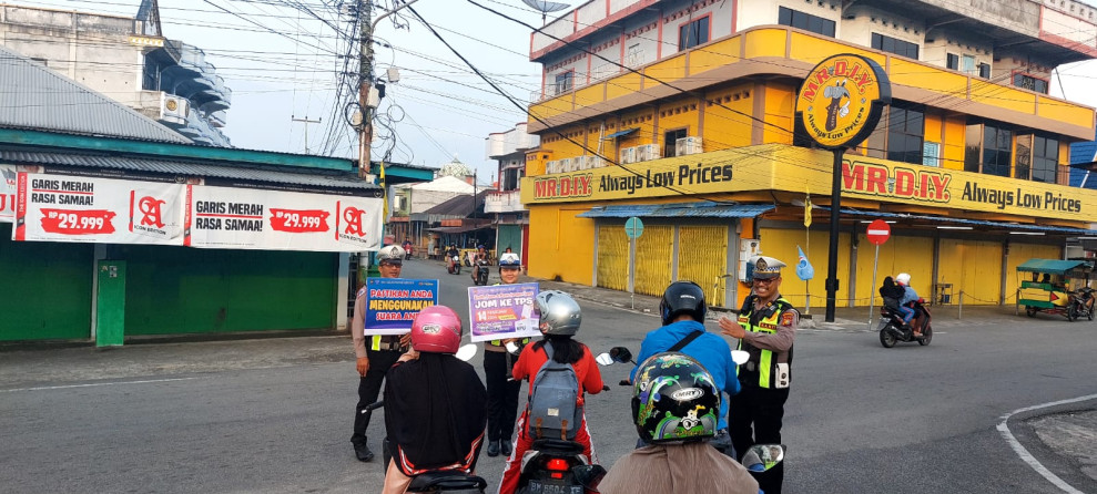 Satlantas Polres Meranti Lakukan Coolling System Ciptakan Pemilu Damai 2024 di Kota Selatpanjang