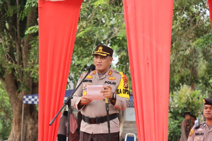 Polres Meranti Lakukan Apel Gelar Pasukan Operasi Mantap Brata Lancang Kuning