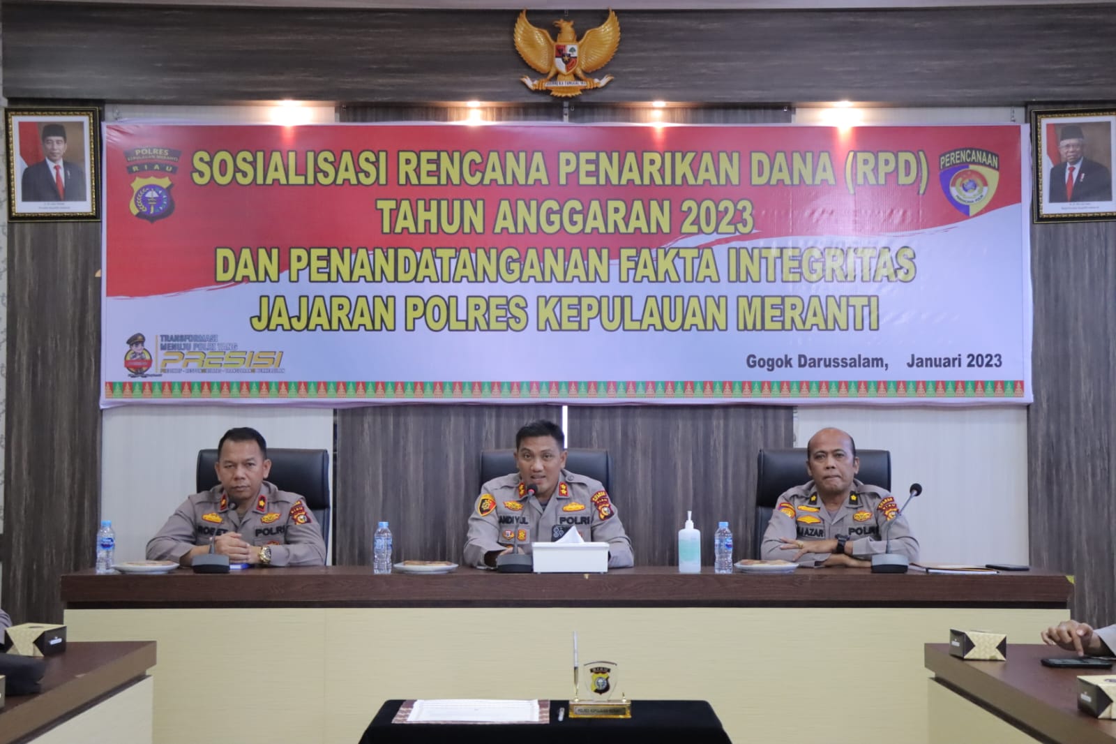 Polres Meranti Sosialisasikan RPD Tahun Anggaran 2023 dan Tandatangani Fakta Integritas Jajaran