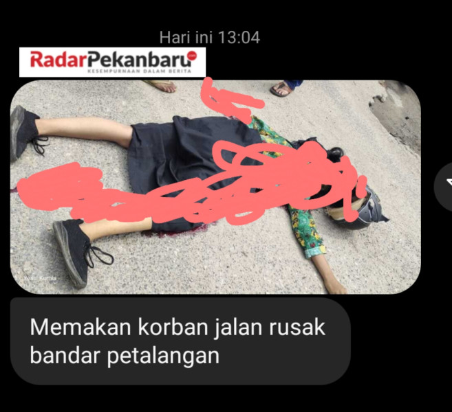 Jalan Rusak Rawang Empat Sudah Memakan Korban, Bupati Pelalawan Sebut Akan Di Perbaiki Tahun Depan