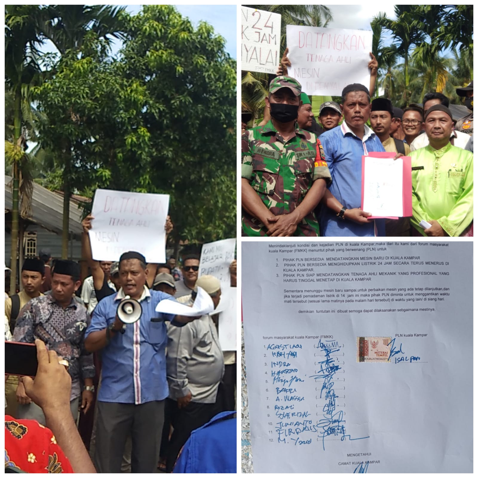 Masyarakat kec Kuala kampar Pelalawan demo kantor PLN memintak pelayanan yg oktimal dari pihak PLN