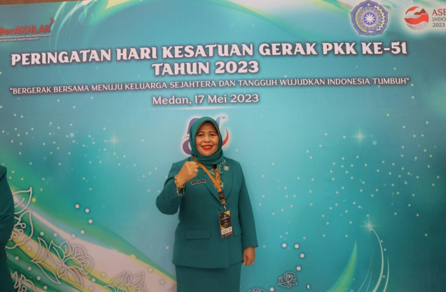 Ketua TP-PKK Meranti, Ismiatun Hadiri HKG PKK di Kota Medan