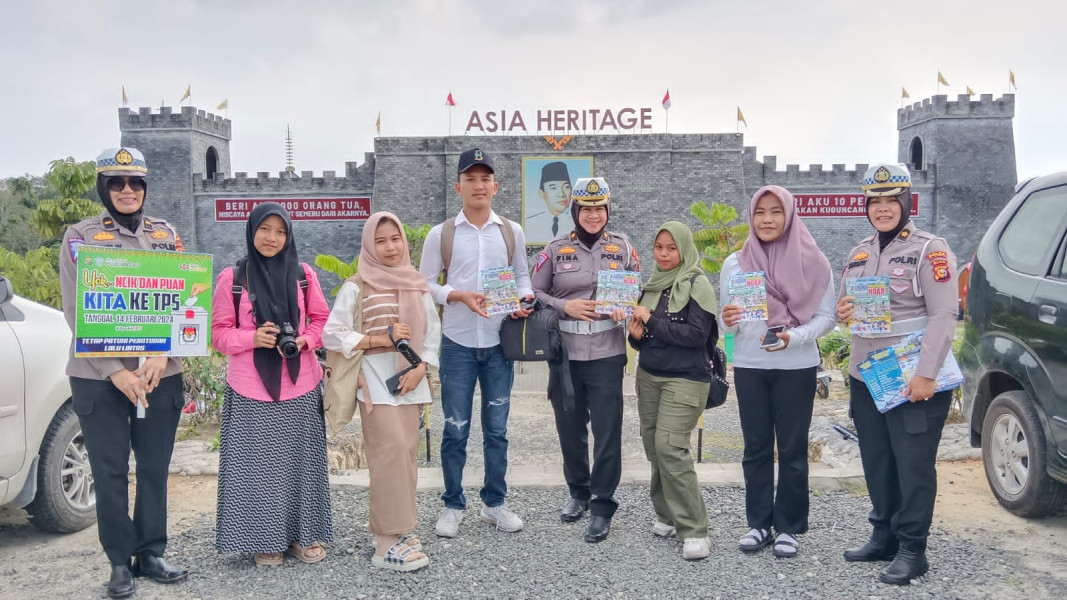 Manfaatkan Libur Panjang, Ditlantas Polda Riau sampaikan pesan Pemilu Damai 2024 di Lokasi Wisata