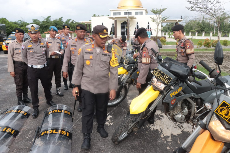 Polres Meranti Cek Perlengkapan Samapta Untuk Antisipasi Ancaman Bencana Alam dan Kesiapan Pam Pemilu Damai
