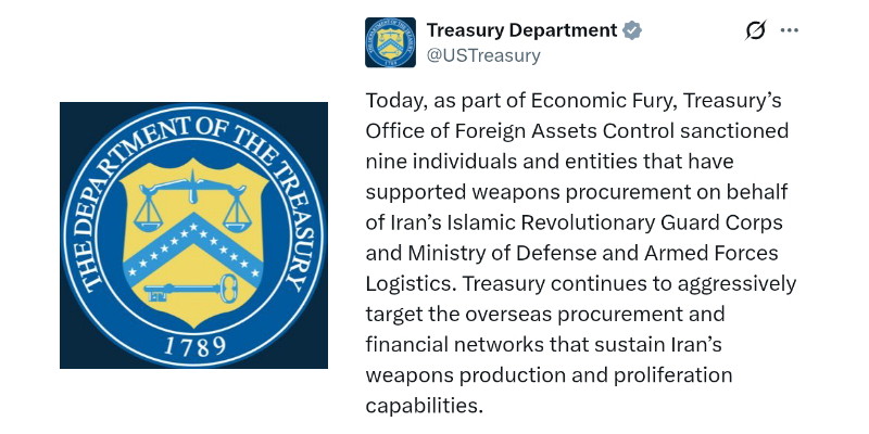 AS Blokir Jaringan Pengadaan Senjata Iran di China dan Hong Kong