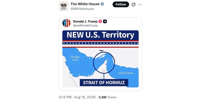 Trump dan Gedung Putih Unggah Peta Baru Selat Hormuz yang Bikin Panas Iran