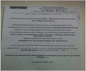 Beredar Brosur Ikatan Mahasiswa Negara Islam Indonesia (IKA-NII)