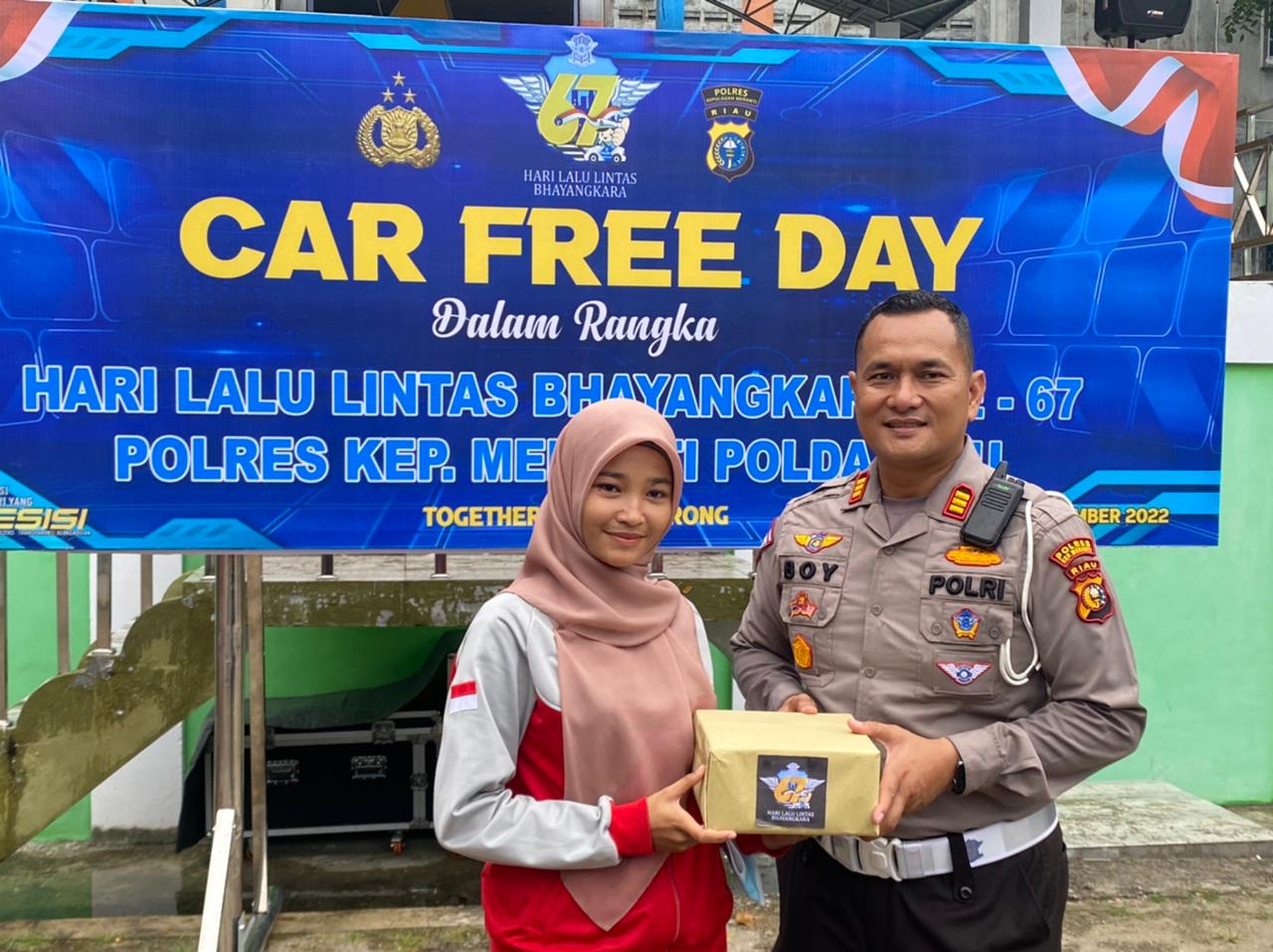 Satlantas Polres Meranti Gelar Car Free Day dan senam bersama dalam Rangka Hari Lalu Lintas Bhayangk