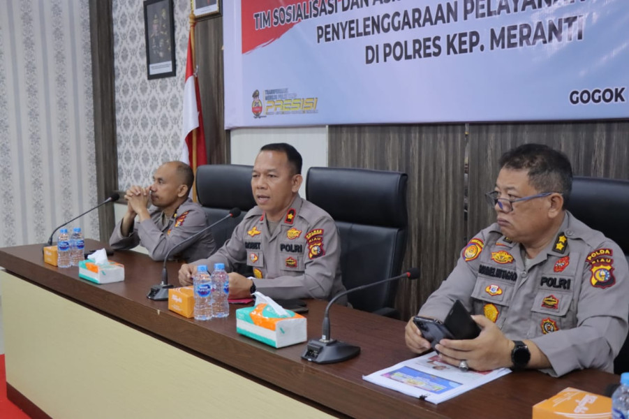 Polda Riau Sosialisasi dan Asistensi Pemantauan Evaluasi Kinerja Penyelenggaran Pelayanan Publik.