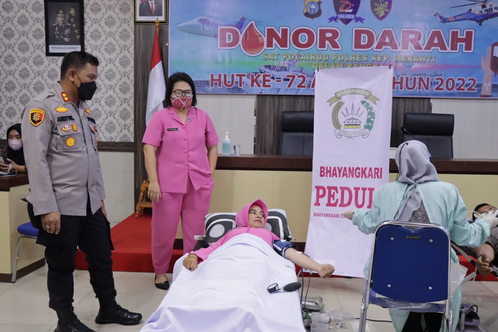 Peringati HUT Ke-72, Satpolairud Polres Meranti Gelar Bakti Sosial Donor Darah