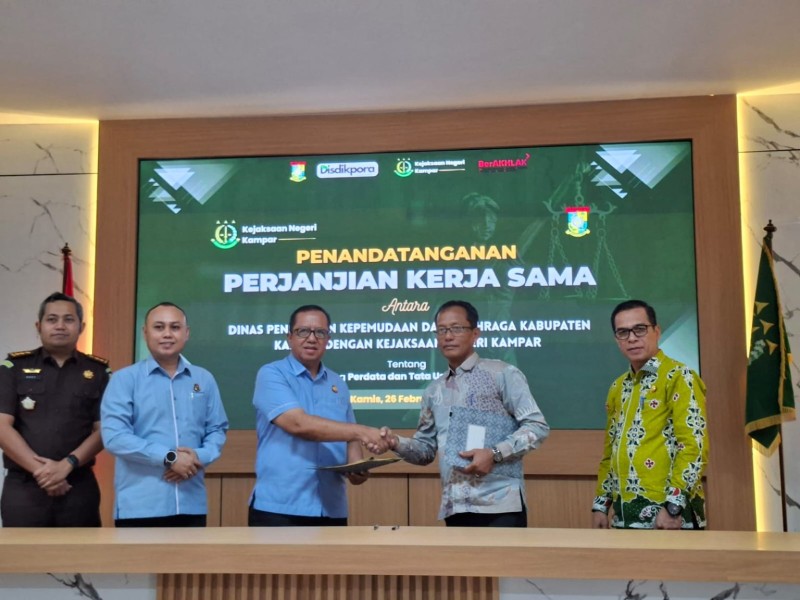 Dikpora Kabupaten Kampar MoU Dengan Kejari Kampar, Jaga Akuntabilitas Pengelolaan Dana BOS Dan Revitalisasi Sekolah