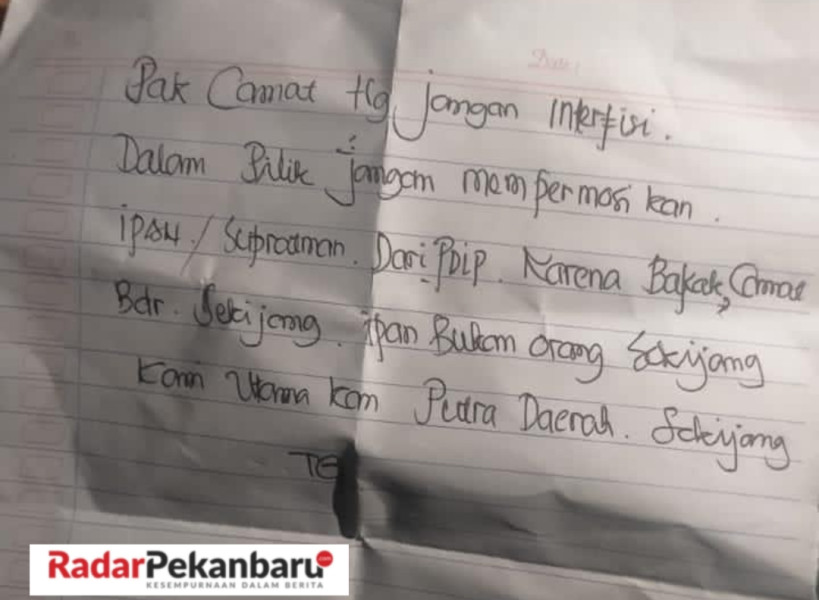 Diduga Selalu Promosikan Supratman, Camat Bandar Sekijang Mendapatkan Surat Kaleng