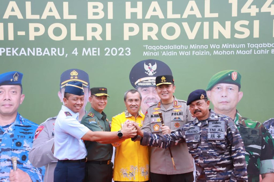 Gubernur Riau Apresiasi Halal Bihalal Di Polda Riau, Meningkatkan Semangat Kebersamaan Dan Sinergita